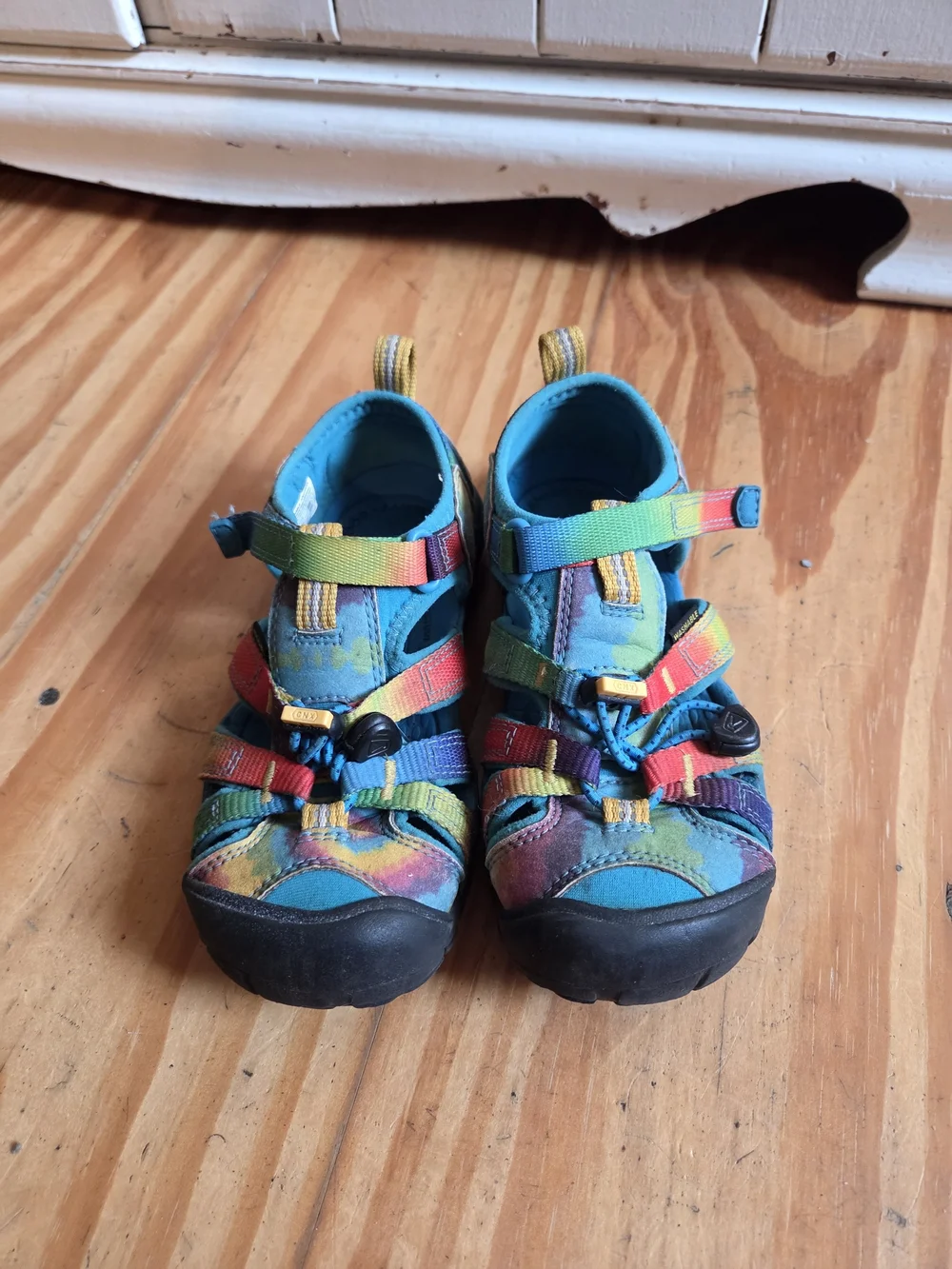 Keen Kids Teal Sandals with Rainbow Straps